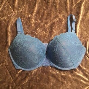 Sky blue lace push up bra 36DD